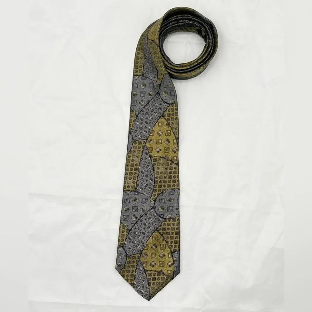 Authentic Vintage Fendi 80s Silk Tie Necktie Abstract Patchwork Print